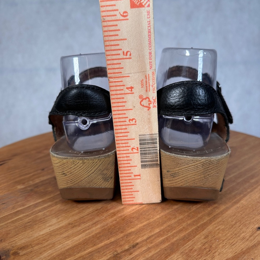 Dansko Mary Jane Clogs Womens 39 Black Good Leather Wedge Buckle Strap 0746 - Picture 7 of 14